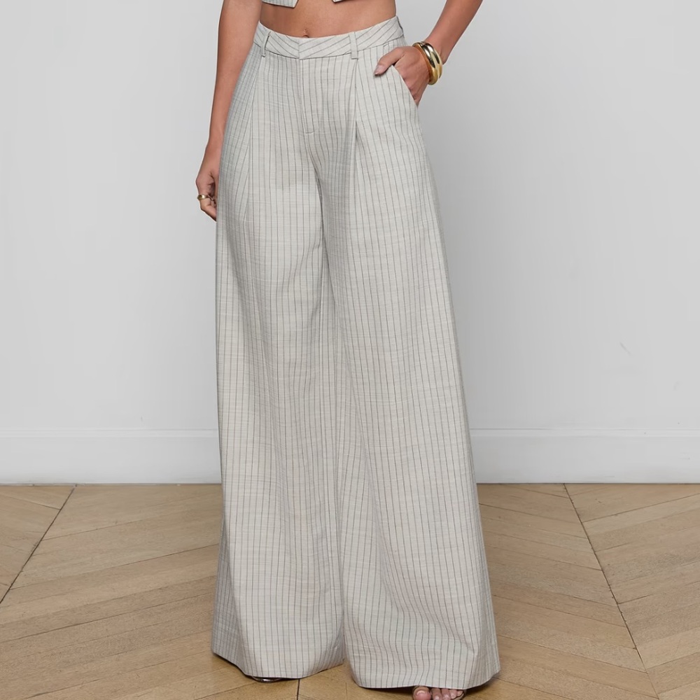 L’AGENCE Allanah Pinstripe Trouser Tan/Grey